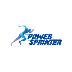 Minimalist running man sport fitness label logo vector illustration design. Simple modern fitness, gym, workout logo concept, Power sprint, Marathon