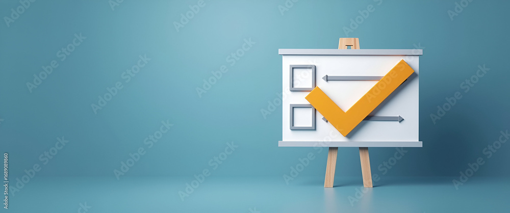 Poster photo realistic modern checklist icon with ample copy space for business presentations, ideal for sh