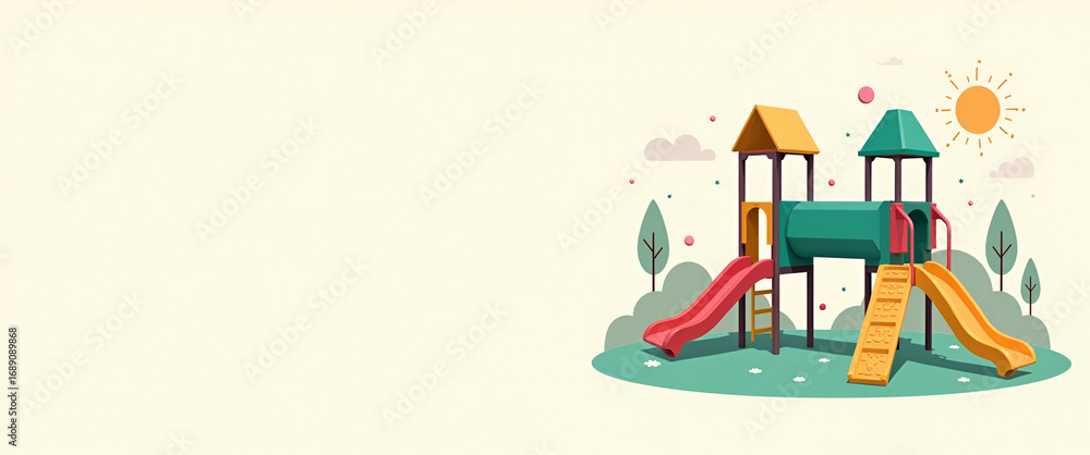 Poster photo realistic playground icon with copy space for infographics - ideal for visualizing community i