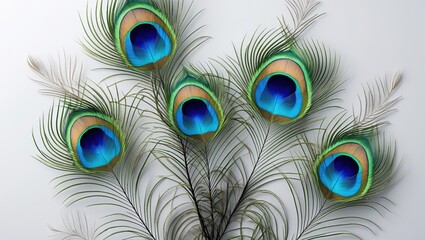 Obraz premium Peacock feathers with vibrant colors and intricate details. Nature and wildlife, beauty and elegance. The art of feather design and patterns.