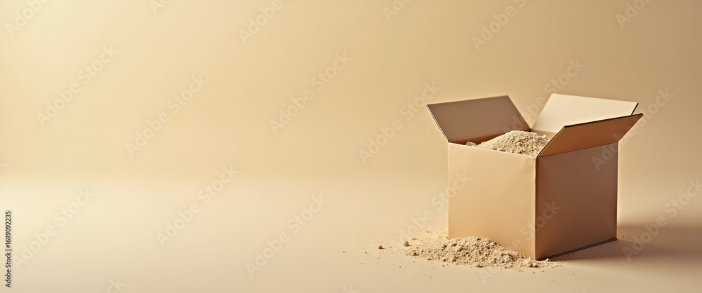 Poster photo realistic sandbox symbol with generous copy space for eye-catching website banners and headers