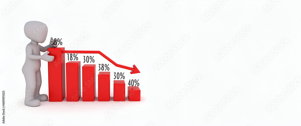 Aufkleber professional loss chart graphic design: descending red bar chart with percentage annotations for rep