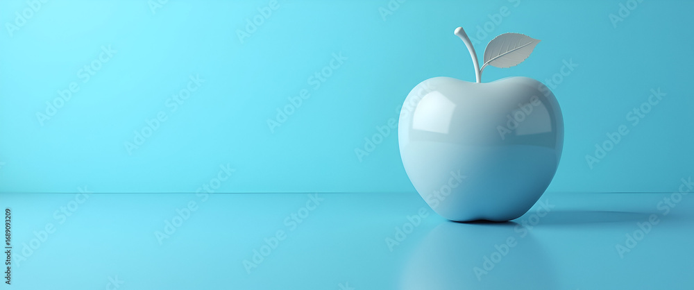 Poster photo realistic as apple icon with copy space on a blue background concept as a vector image of an a