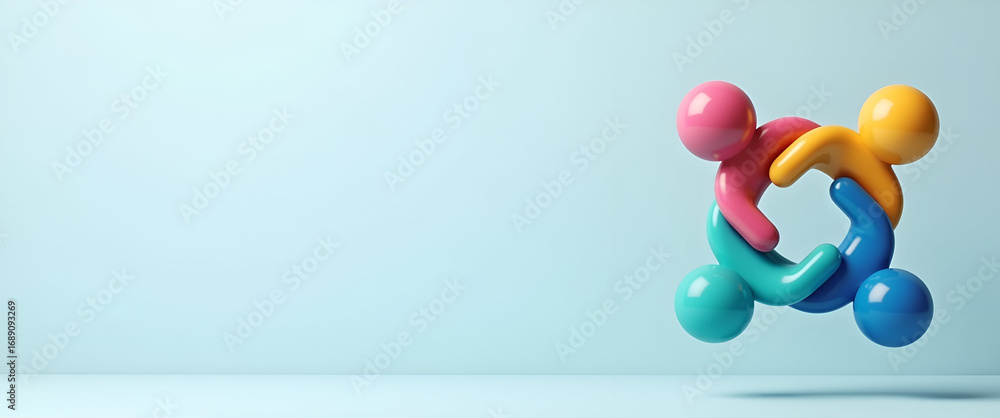 Poster photo realistic as teamwork symbol with copy space for email newsletters concept as a modern teamwor