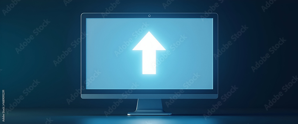 Poster photo realistic screen and pointer symbol with ample copy space for eye-catching website banners and