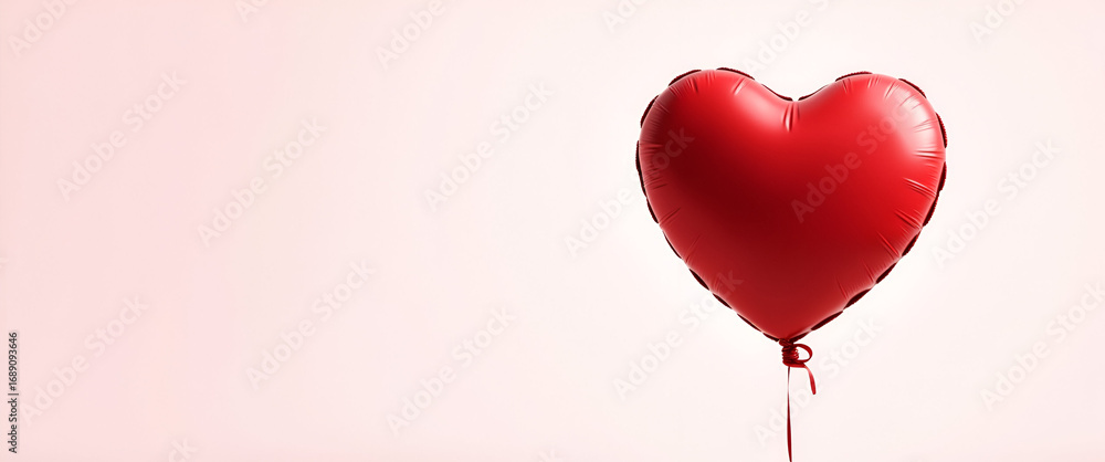 Poster red heart shaped balloon isolated on transparent background - perfect for valentine's day concept wi