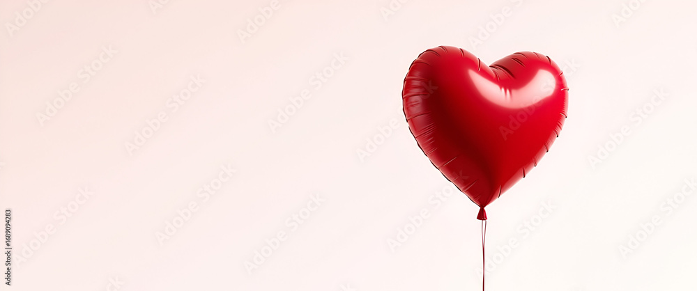 Poster red heart balloon isolated on transparent background - valentine's day concept with empty space for 