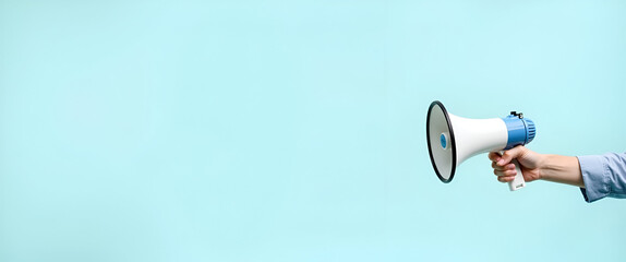 A hand holding a megaphone with isolated against transparent background. Announcement concept. concept as A hand holds a megaphone isolated against transparent background symbolizing announcement conc