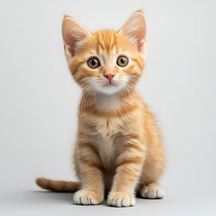Close-up portrait of a cute ginger tabby kitten with big eyes orange photo