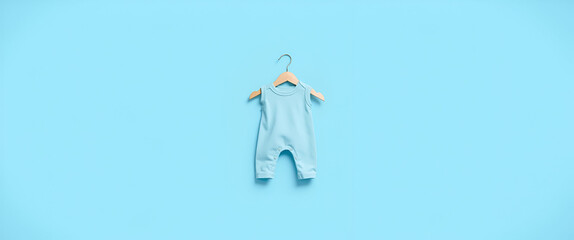 Photo Realistic Vector Image of Baby Clothes Icon on Blue Background - Ideal for Newborn Clothing and Fashion Visuals with Ample Copy Space for Customization