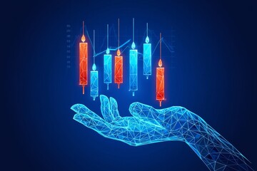 Hand Holding Candlestick Chart - Financial Growth and Opportunity