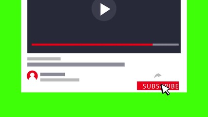 YouTube subscribe menu animation with green screen background. Perfect for video editing, content creators, streaming overlays, digital marketing, and social media promotion. - Powered by Adobe
