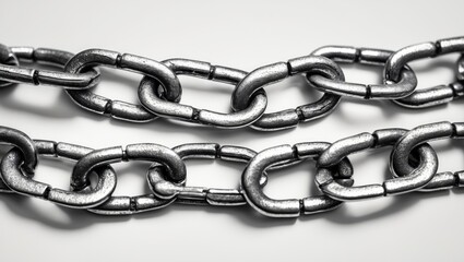 Obraz premium Close-up of metal chains interconnected, emphasizing strength and connection.