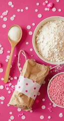 Pink party baking ingredients