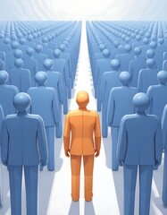 Single person in a crowd