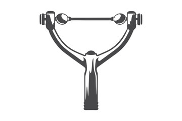 Slingshot Isolated, Vintage Style, Gray Tone, Silhouette, White Background
