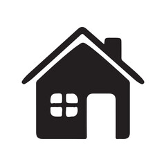 Black house icon symbolizing home, building, and real estate