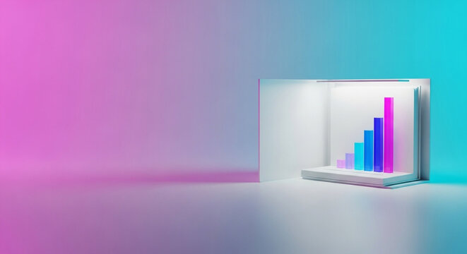 Abstract Graph Increasing in Box with Gradient Background. Data Visualization Concept. Business Growth. Success and Progress. Finance Chart - Powered by Adobe