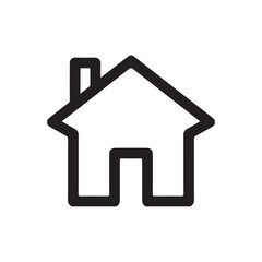 Black home icon representing house, residence, and real estate