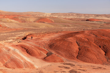 Beautiful mountains with red soil in Khizi. Azerbaijan.