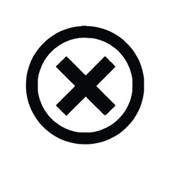 Black circle cross icon for cancel or error symbol