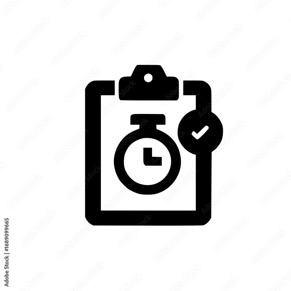 Poster clipboard with clock icon for time tracking checklist and daily schedule organization template
