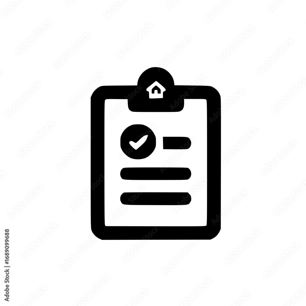 Poster vector illustration of clipboard with check mark icon for task completion and project planning