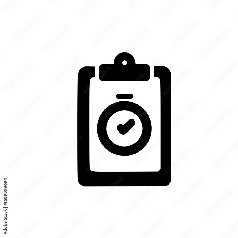 Poster clock icon integrated on clipboard for business time allocation and task coordination checklist