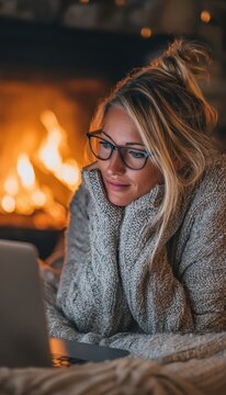 Cozy night in by the fireplace
