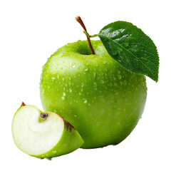 juicy green apple on white background
