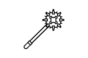 Spiked Mace with Handle Weapon Icon on White Background Art