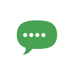 Fototapeta premium Green speech bubble with ellipsis, simple communication icon.