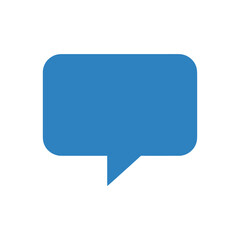 Naklejka premium A simple, blue, rounded-rectangle speech bubble, representing communication and dialogue.