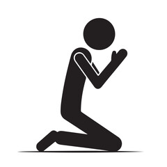Stick Figure Praying Silhouette