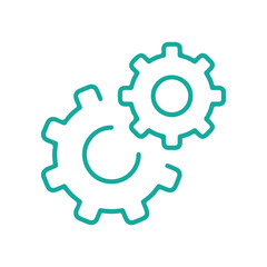 Teal gear icon, settings and configuration symbol