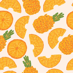 Doodle pineapple seamless pattern for fabric background, etc.
