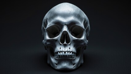 Obraz premium A human skull with dark shadows and detailed features.
