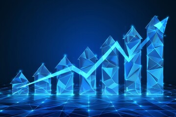 Abstract Blue Geometric Rising Arrow Chart - Business Growth Concept