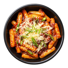 korean street food tteokbokki with sauce close up
