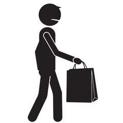 Stick Figure Carrying Shopping Bag
