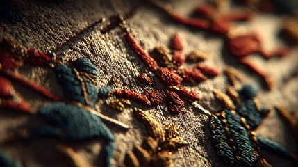 Close-up of assorted plastic toy soldiers scattered on sand