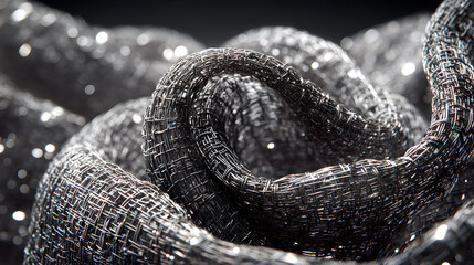 Close-up of dark gray fabric with silver glitter