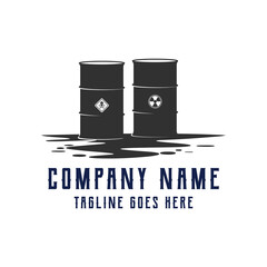 Vintage Retro Radioactive Chemical Toxic Waste Barrels Illustration Logo Design
