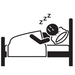 Sleeping Person in Bed Icon Illustration