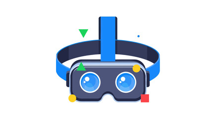 Stylized Blue Virtual Reality Headset Illustration.