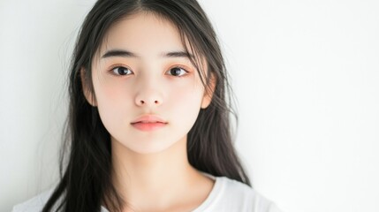 Naklejka premium Young woman with long dark hair.