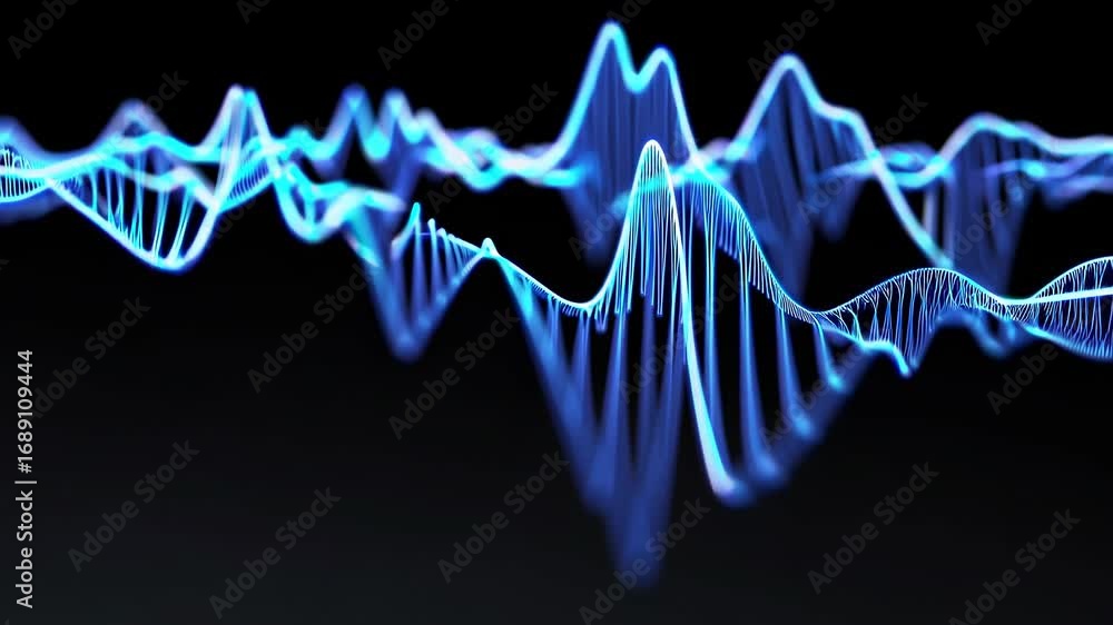 Aufkleber abstract 3d render of blue soundwave ripples on a dark background, creating a serene and dynamic vis