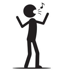 Stick Figure Singing with Arms Raised
