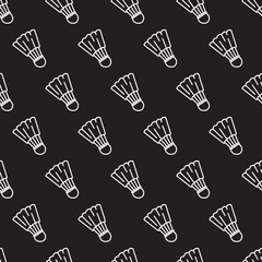 White Outline Badminton Shuttlecock Sport Pattern. Perfect for sports, apparel, accessories, promotional materials, and active lifestyle art. Great for fans of badminton and clean monochrome patterns.