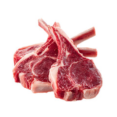 raw lamb chops on white background photo realistic commercial style
